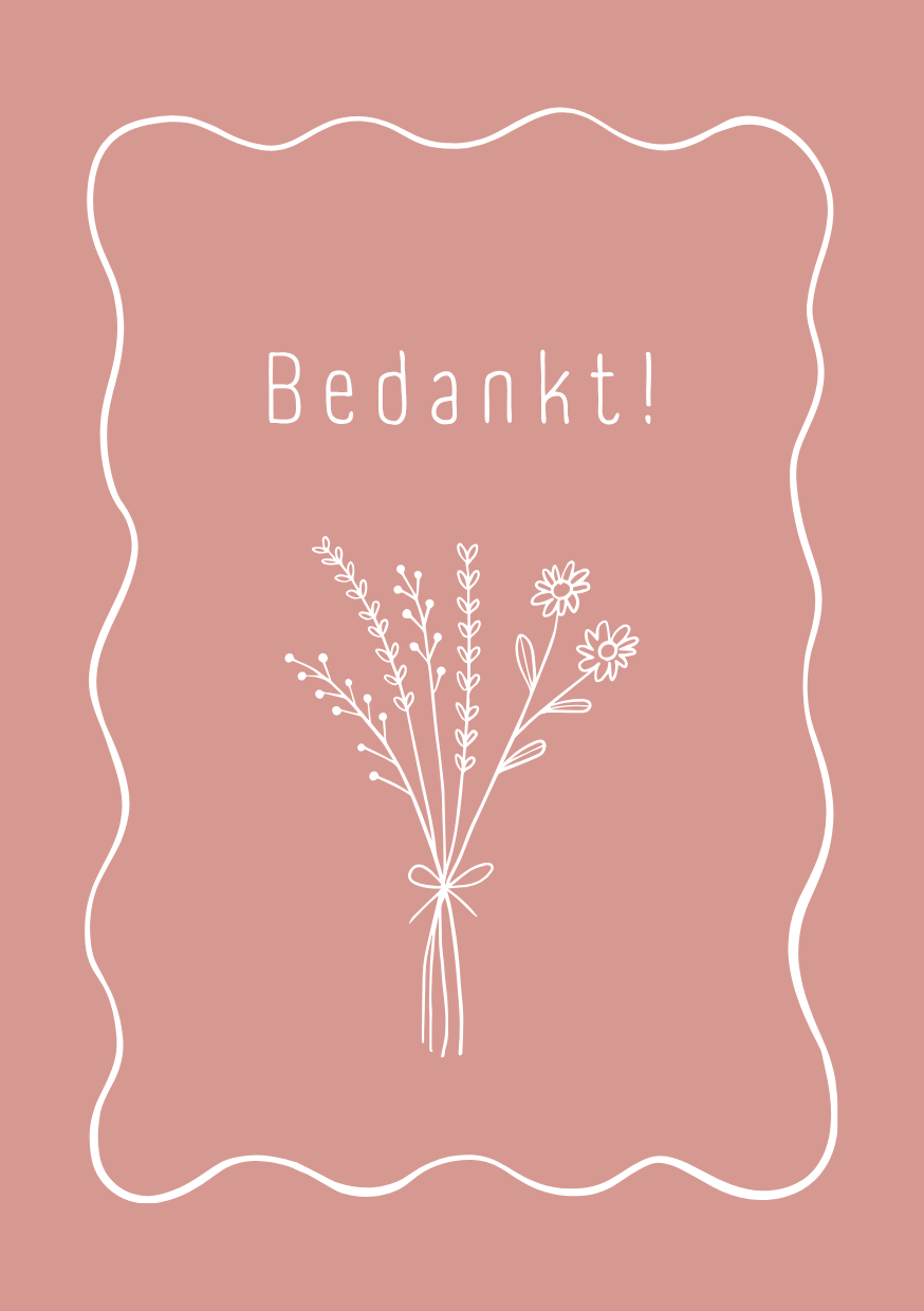 Mini kaart - Bedankt - Bos bloemen - Roze
