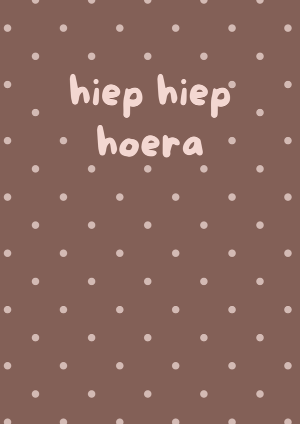Hiep hiep hoera - Bruin met roze stipjes