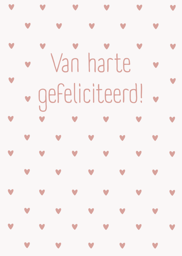 Van harte gefeliciteerd - Wit met roze hartjes