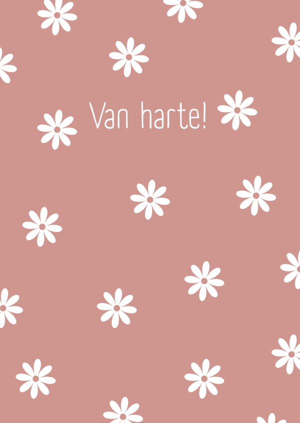 Van harte - Roze met witte bloemetjes