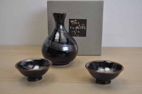 Black & silver sake set