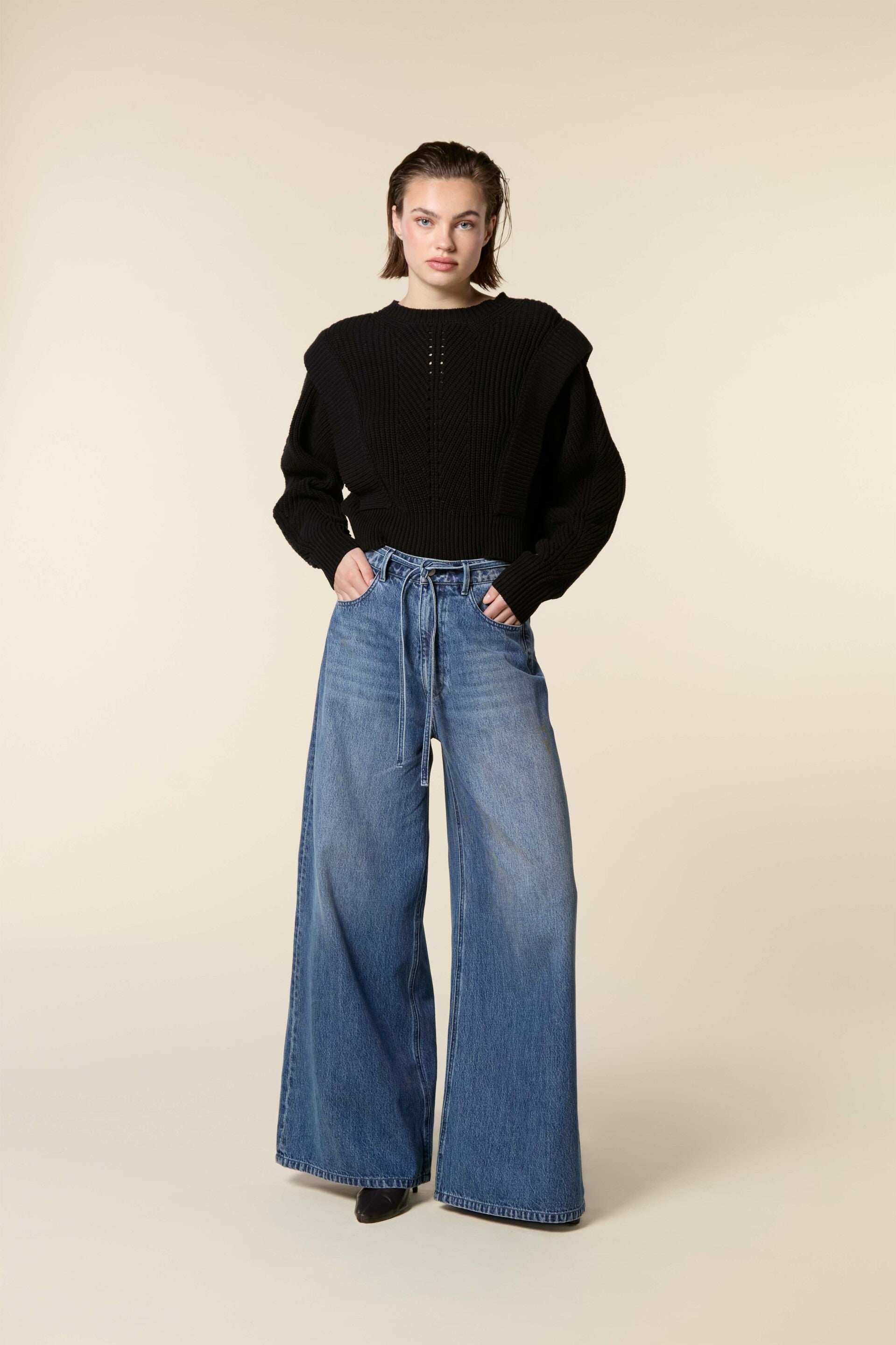 EXTRA WIDE LEG JEANS WITH CORDS