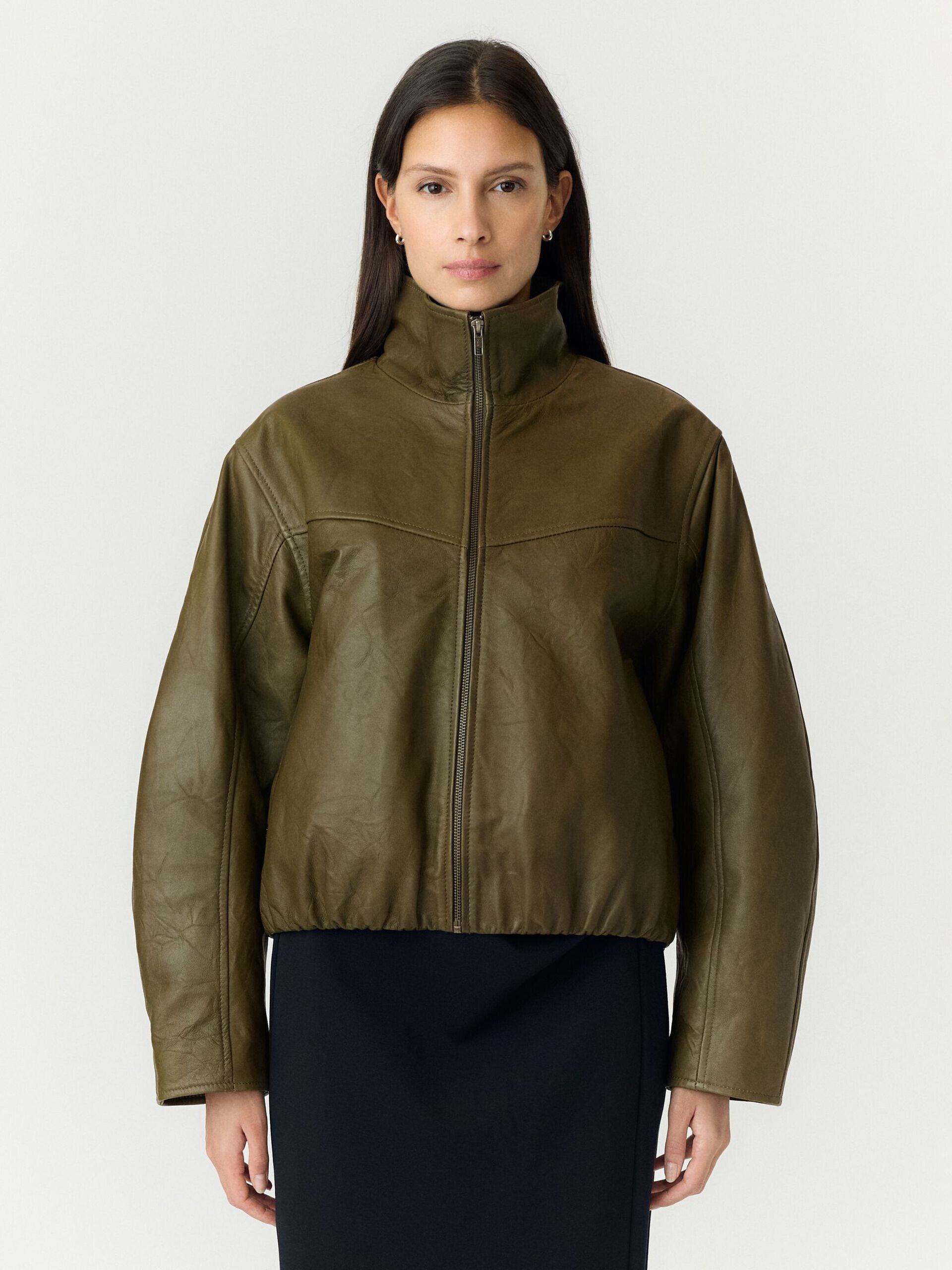 YASTOVY LEATHER BOMBER JACKET
