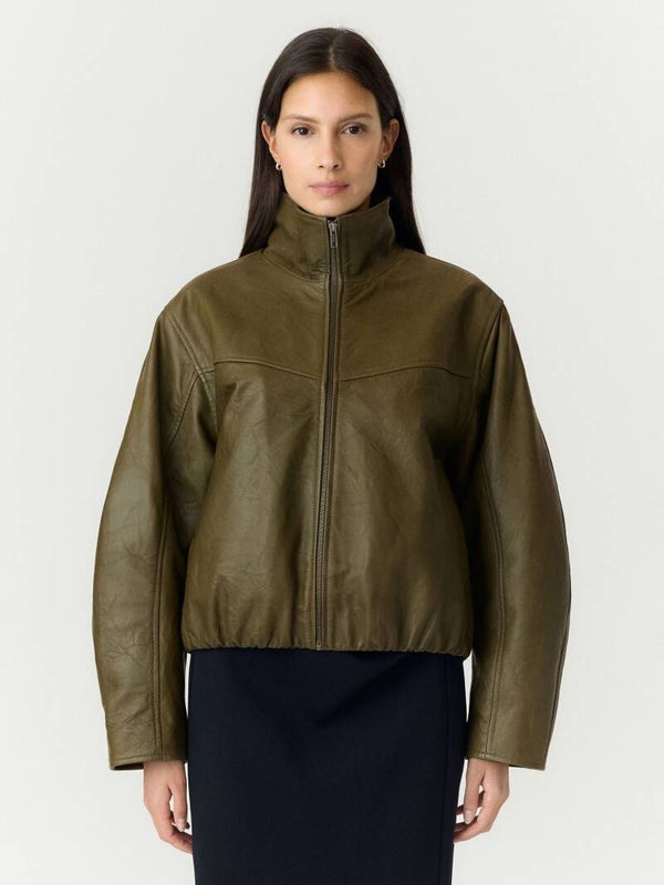YASTOVY LEATHER BOMBER JACKET