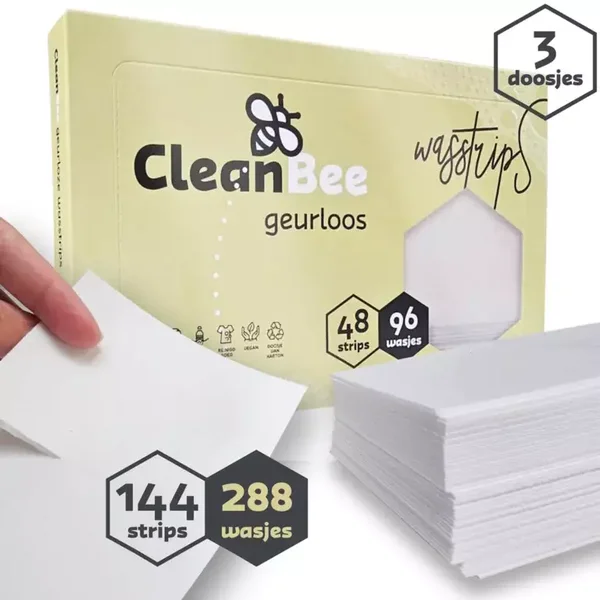 CleanBee Wasmiddel Strips Geurloos 3-Pack 288 Wasbeurten