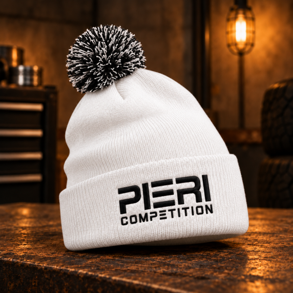 Bonnet avec pompon Blanc | PIERI COMPETITION | Broderie 3D
