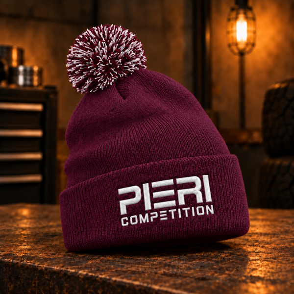 Bonnet avec pompon Rouge bordeaux | PIERI COMPETITION | Broderie 3D