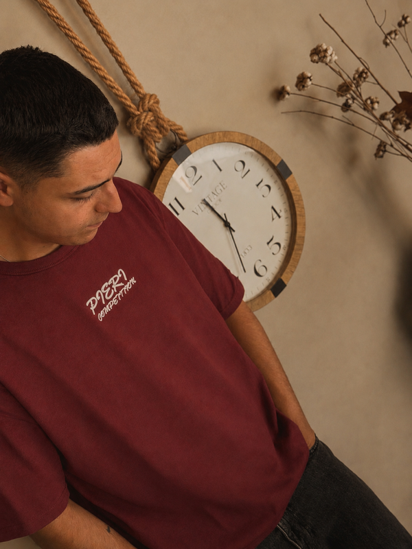 Tee Shirt Oversize | Broderie 3D | Rouge bordeaux
