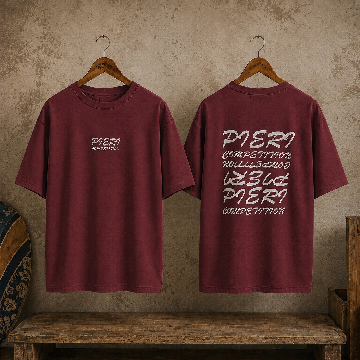 Tee Shirt Oversize | Broderie 3D | Rouge bordeaux