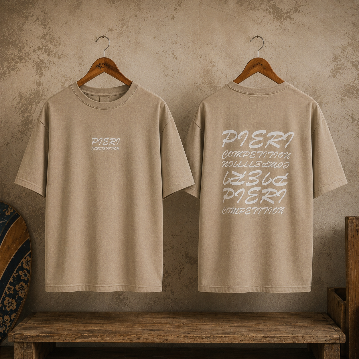 Tee Shirt Oversize | Broderie 3D | Marron clair