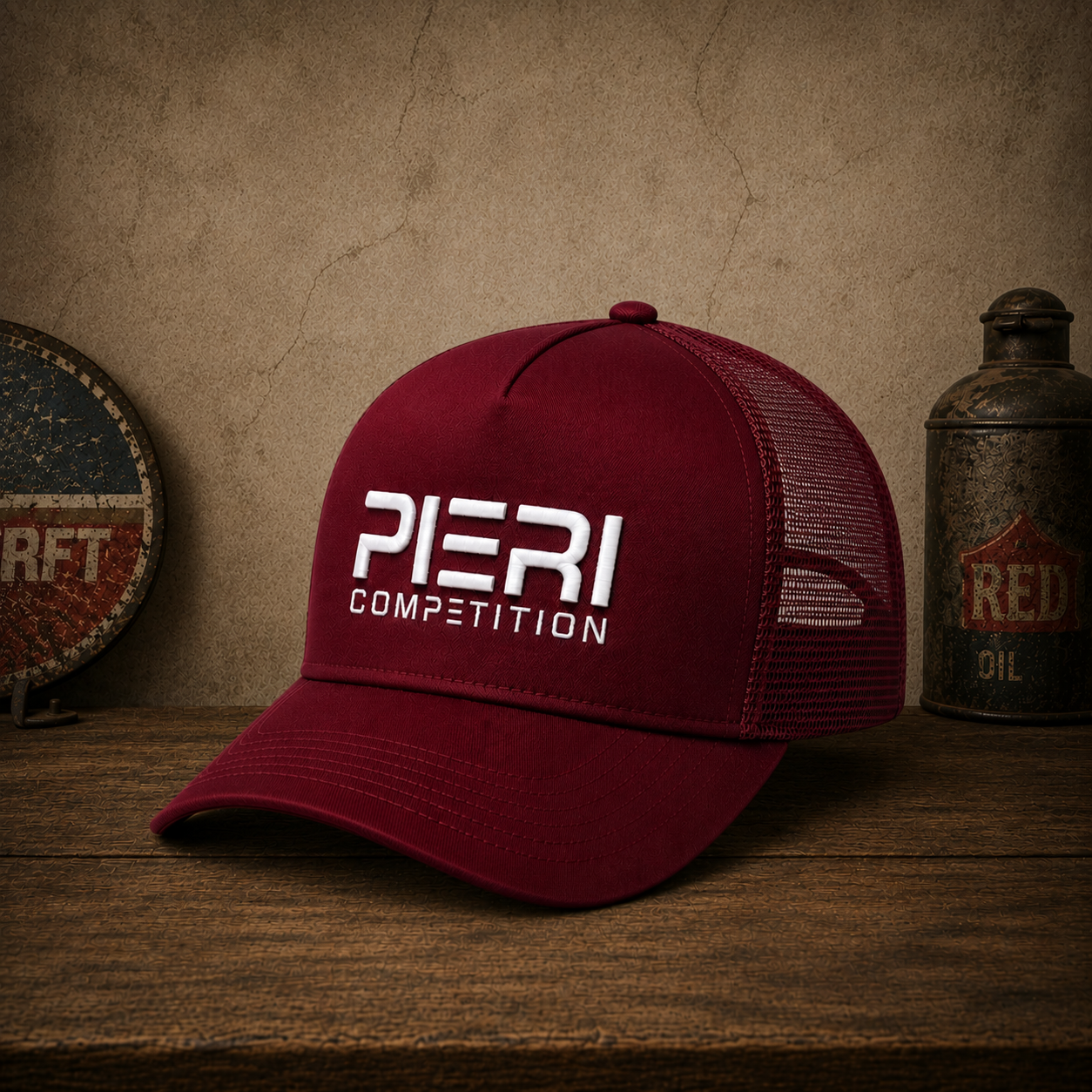 Casquette TRUCKER Rouge bordeaux | PIERI COMPETITION | Broderie 3D