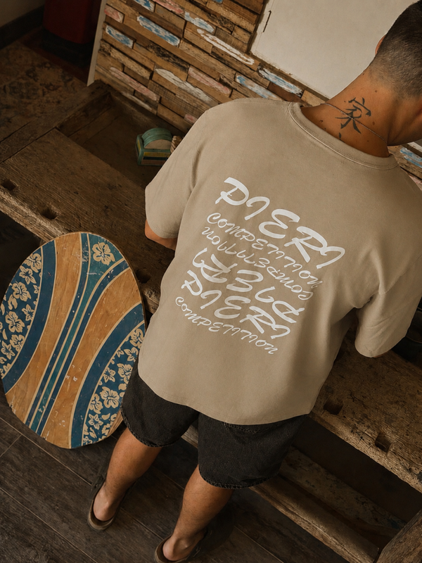 Tee Shirt Oversize | Broderie 3D | Marron clair