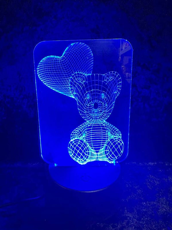 LED Lampe Teddy mit Herzballon
