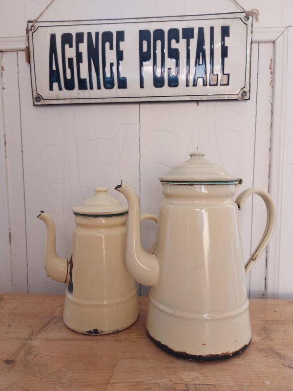 Koffiekan emaille creme/geel