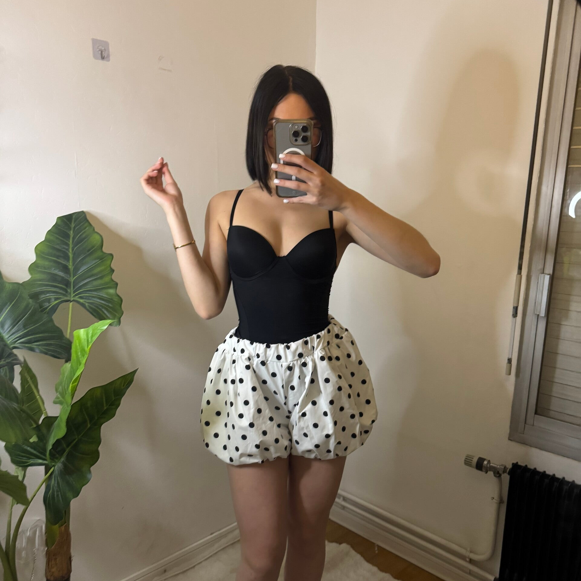Jupe-Short bouffante à pois