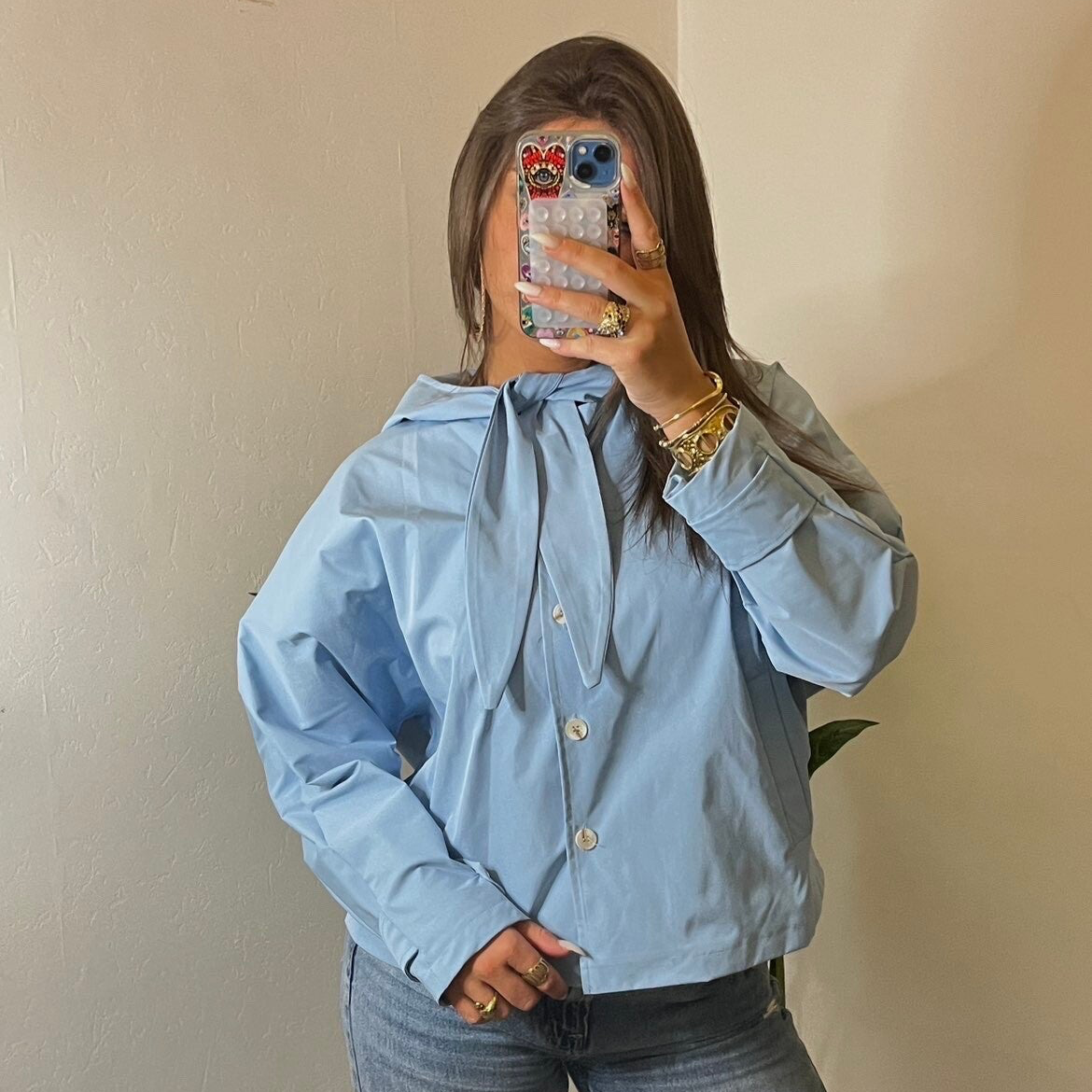 Veste trench bleu ciel