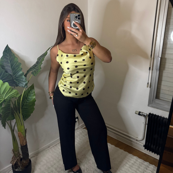 Top satiné à pois