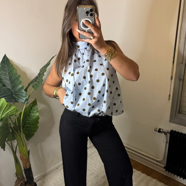 Blouse à pois bouffante
