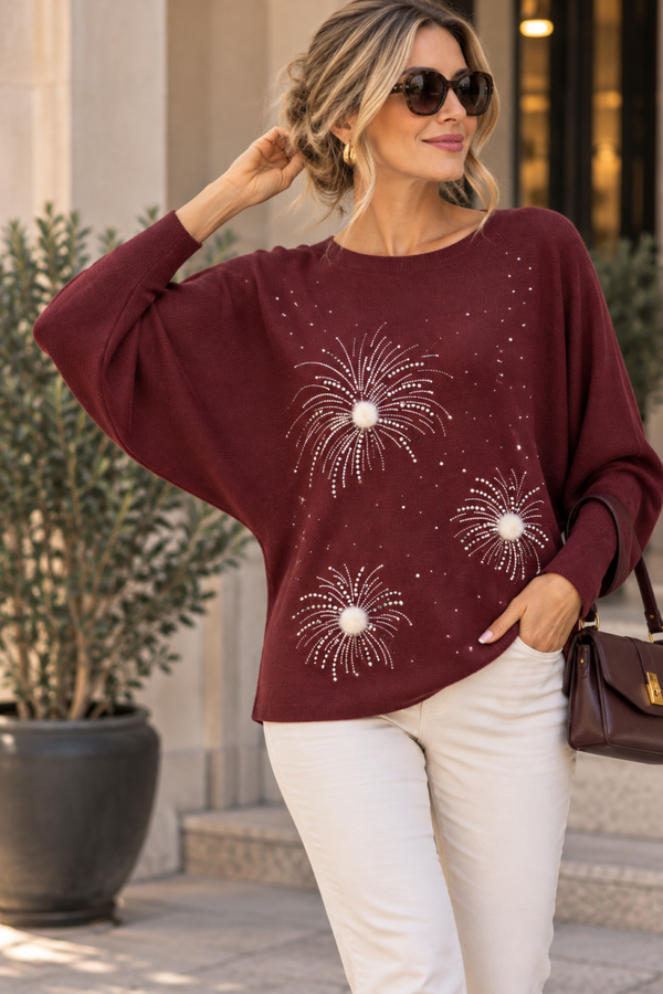 Embellished Batwing Top