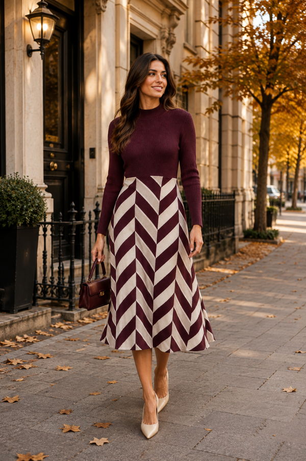 Plum Pattern Knit Dress