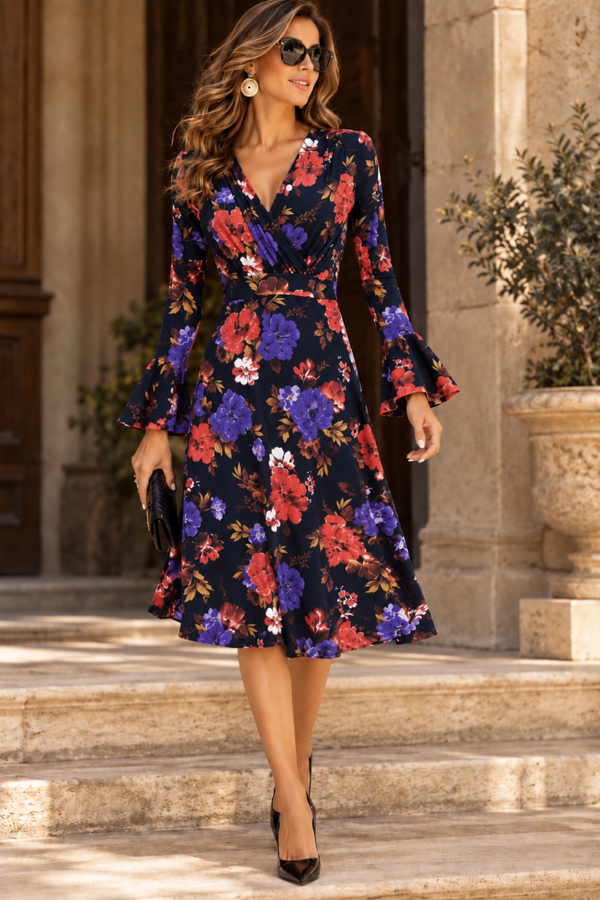 Floral bell sleeve Dress