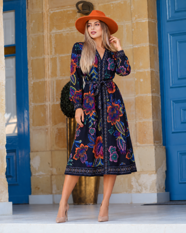 Neon Floral Shirt Dress