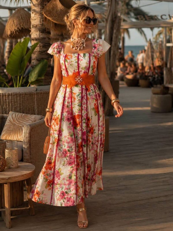 Bardot Sleeve Corseted Designer Dress