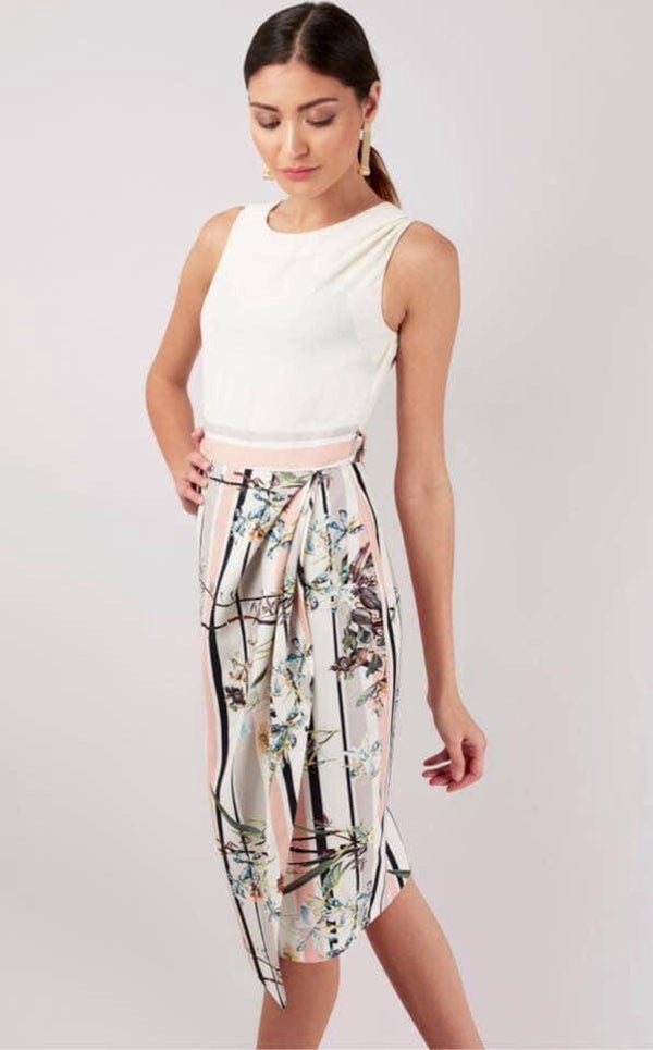 Draped skirt designer dress