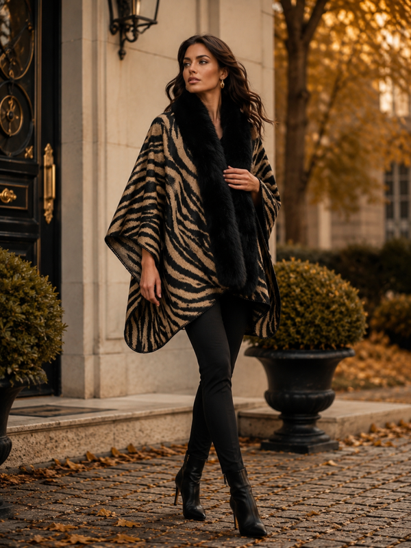 Zebra Print Fur Cape
