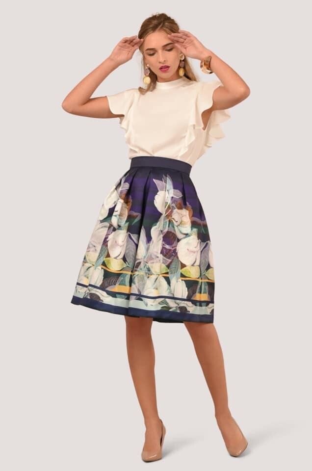 Blue Floral Designer Skirt