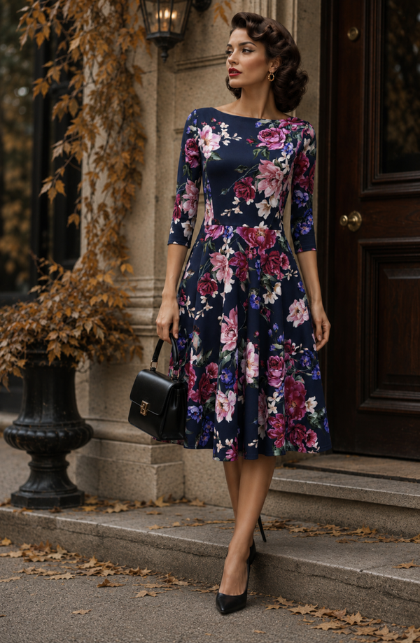 Floral Boatneck Dress