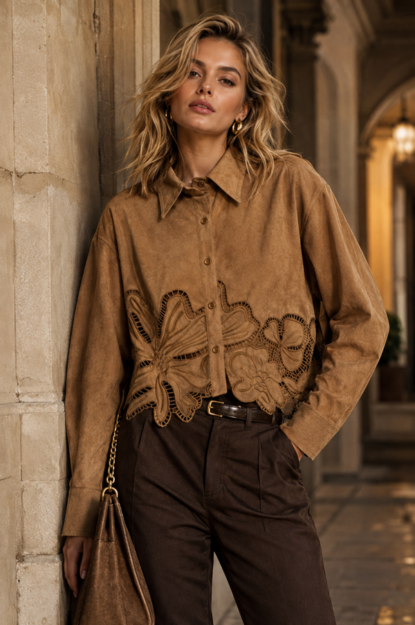 Suede Crop Shirt