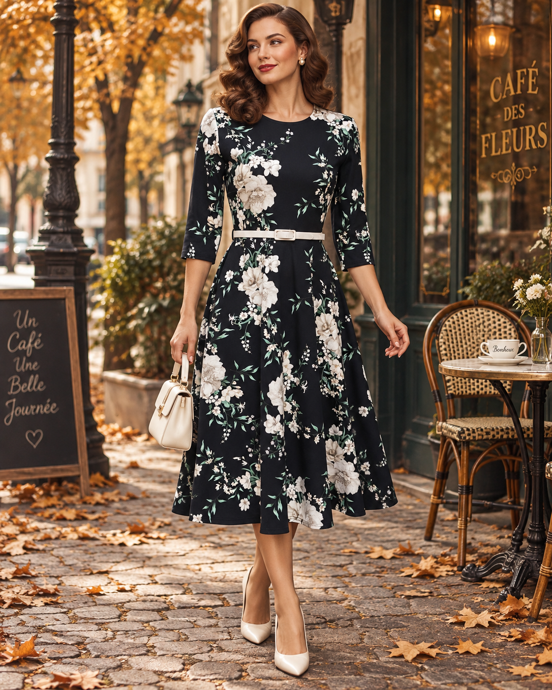 Floral Belted Skater Dress
