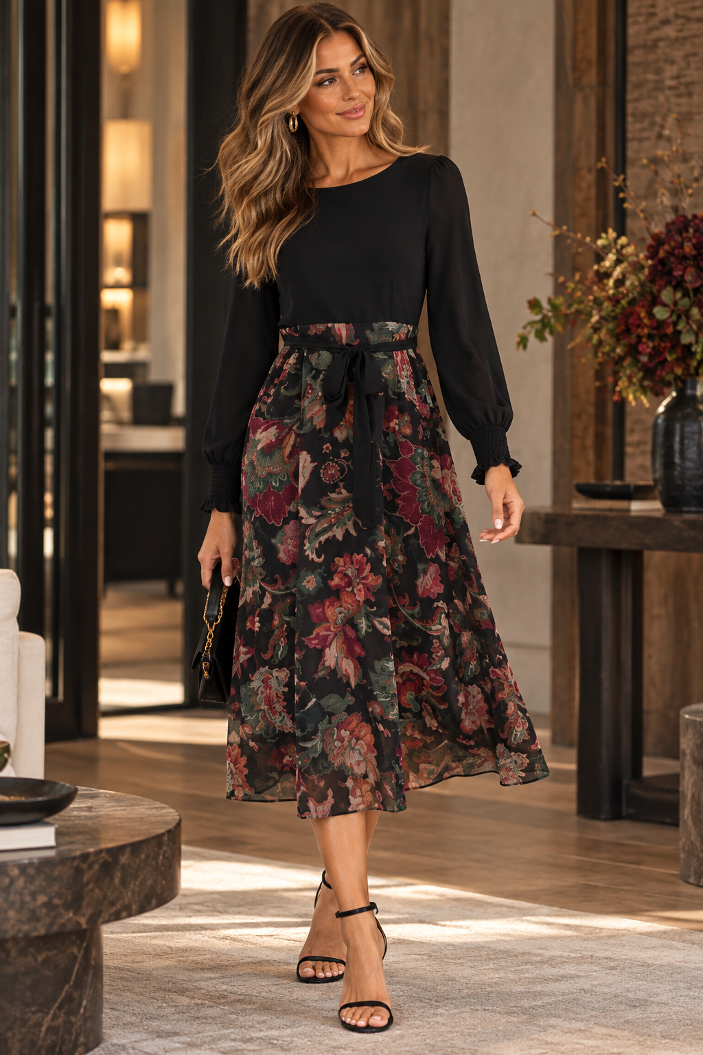 Floral Skirt Midi Dress