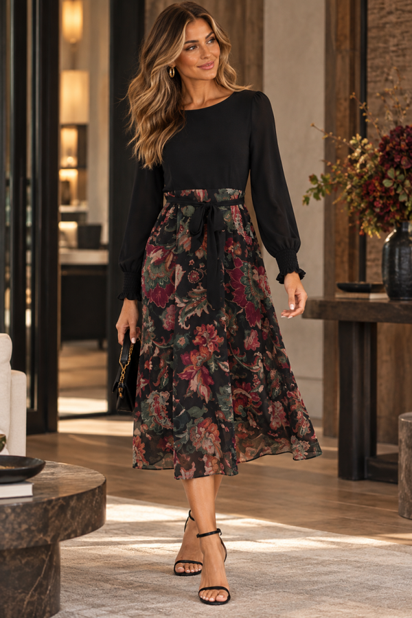 Floral Skirt Midi Dress
