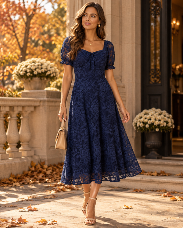 Navy Lace Detail Dress