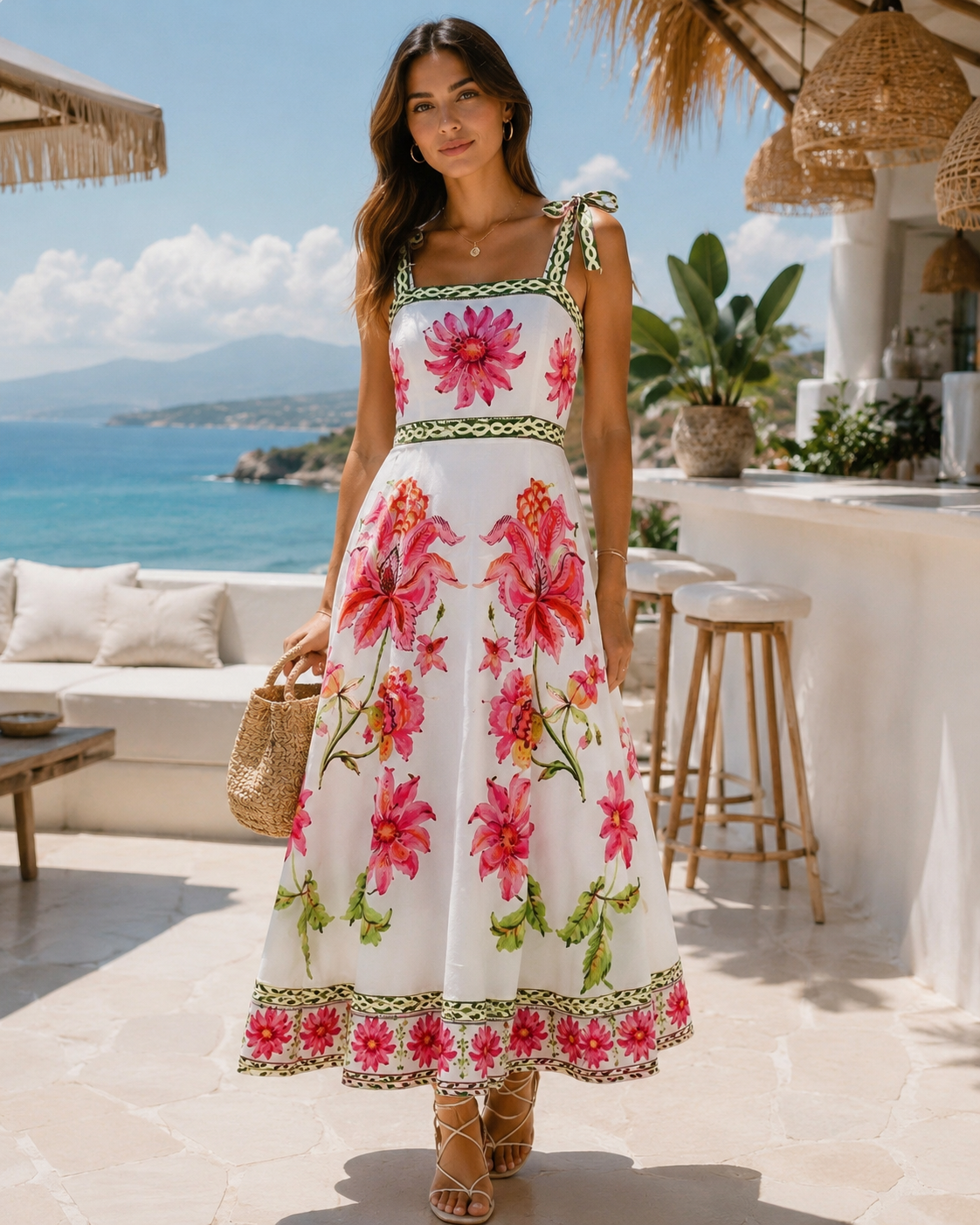 Tie Shoulder Floral dress
