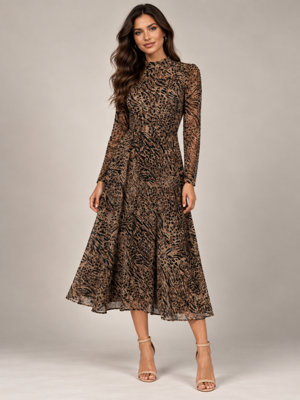 Animal Print Sheer Dress