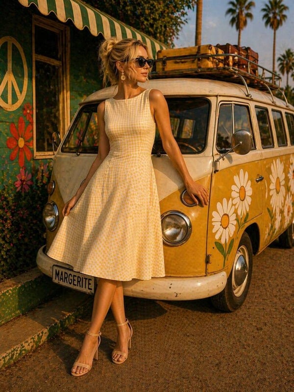 Yellow Gingham Skater Dress