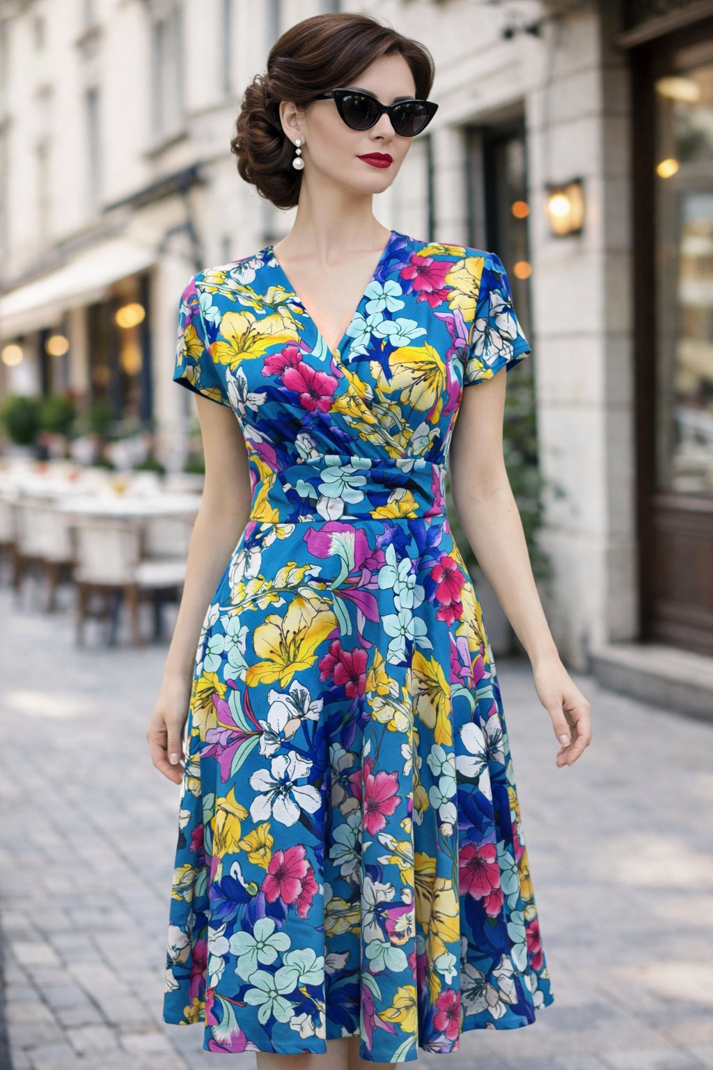 Floral Scuba Crepe Swing Dress