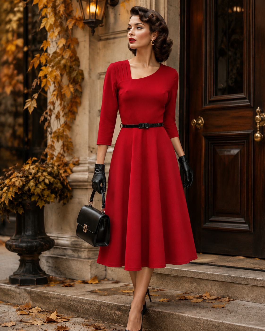 Retro Fit & Flare Midi Dress