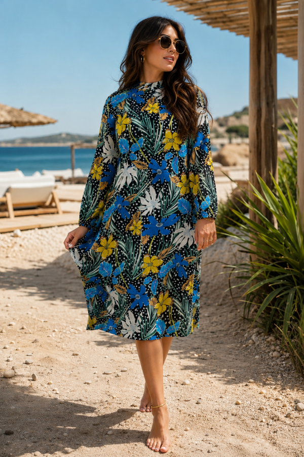 Floral highneck dress