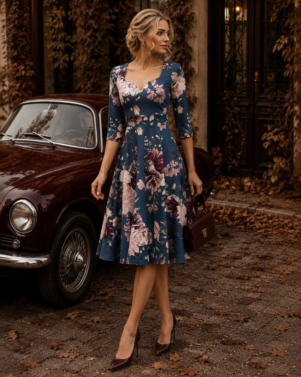 Printed Scuba Crepe Swing Dress
