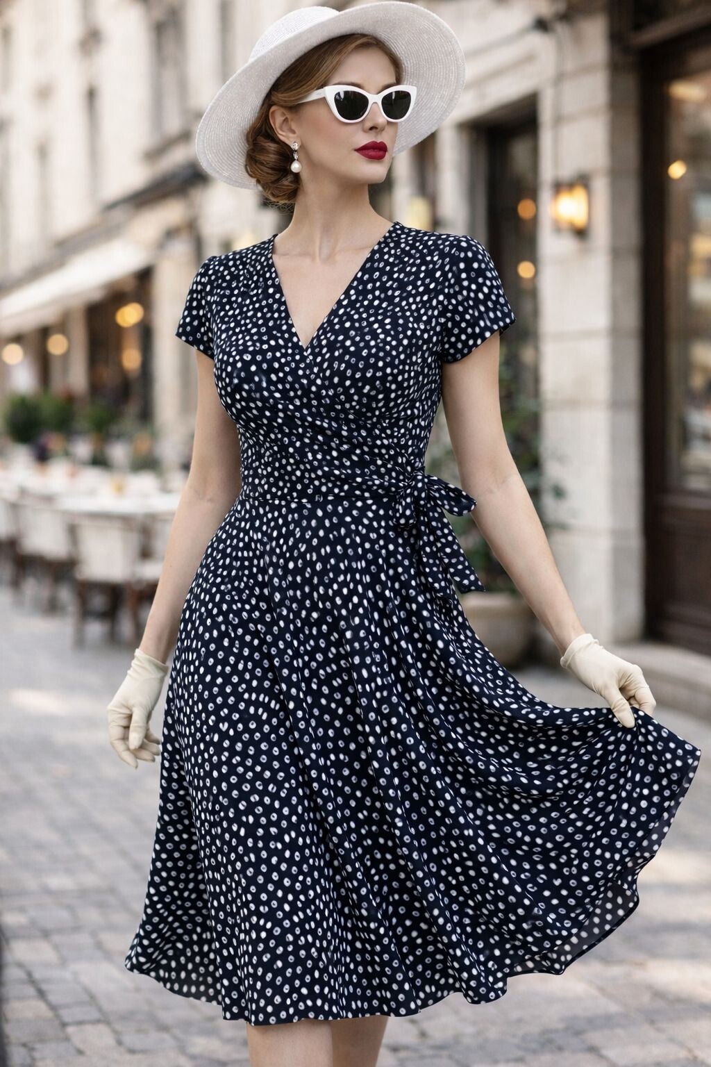 Ditsy Polka Slinky Dress
