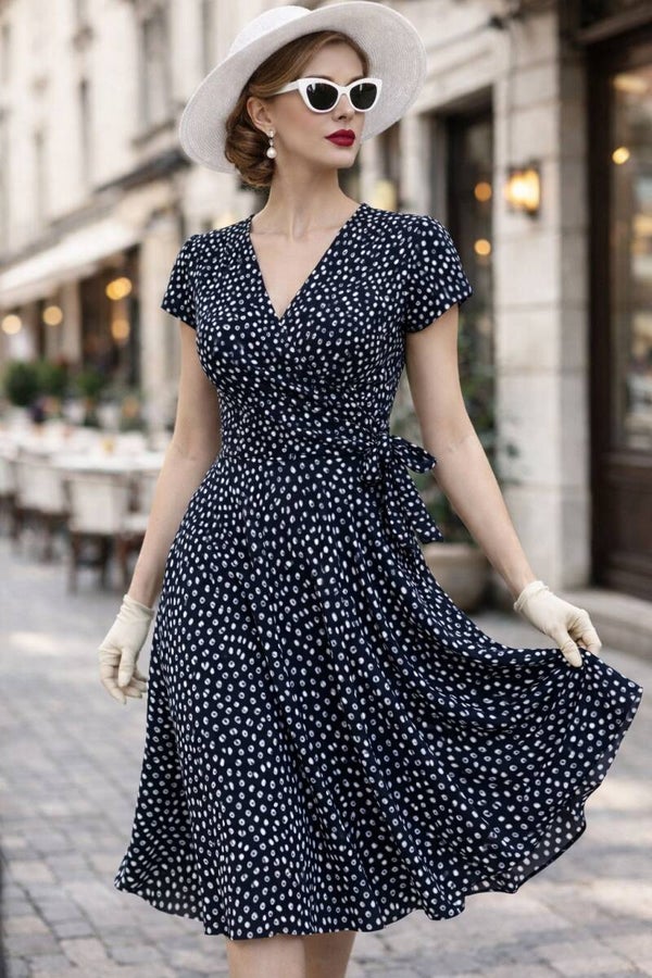 Ditsy Polka Slinky Dress