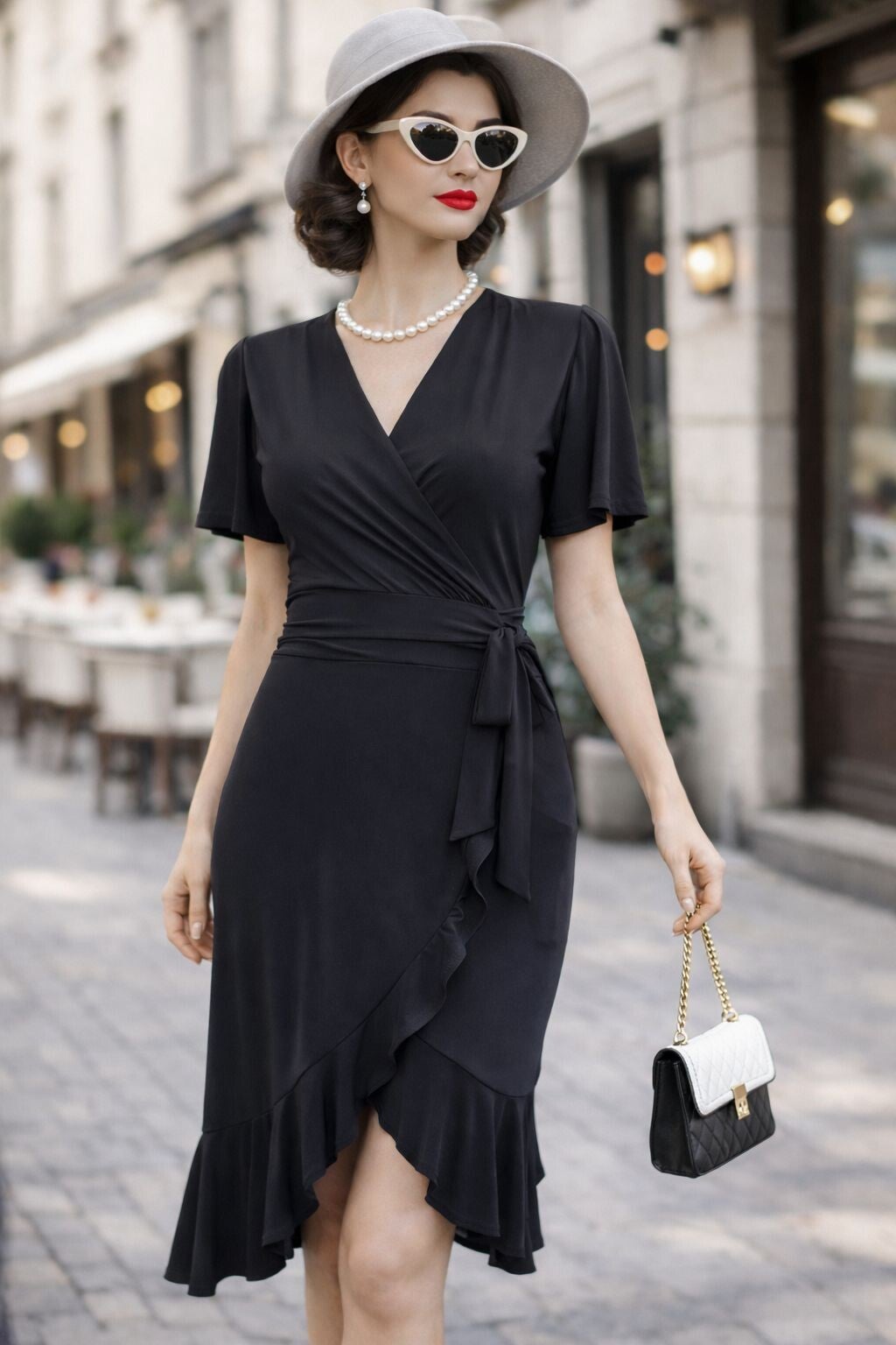 Frill Slinky Waterfall Swing Dress