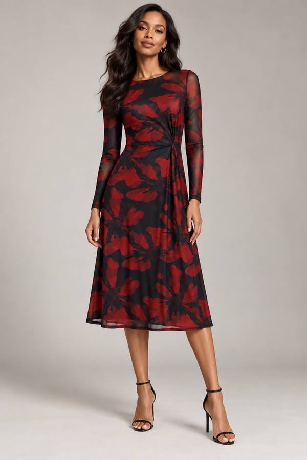 Mesh Sleeve Detail Dress