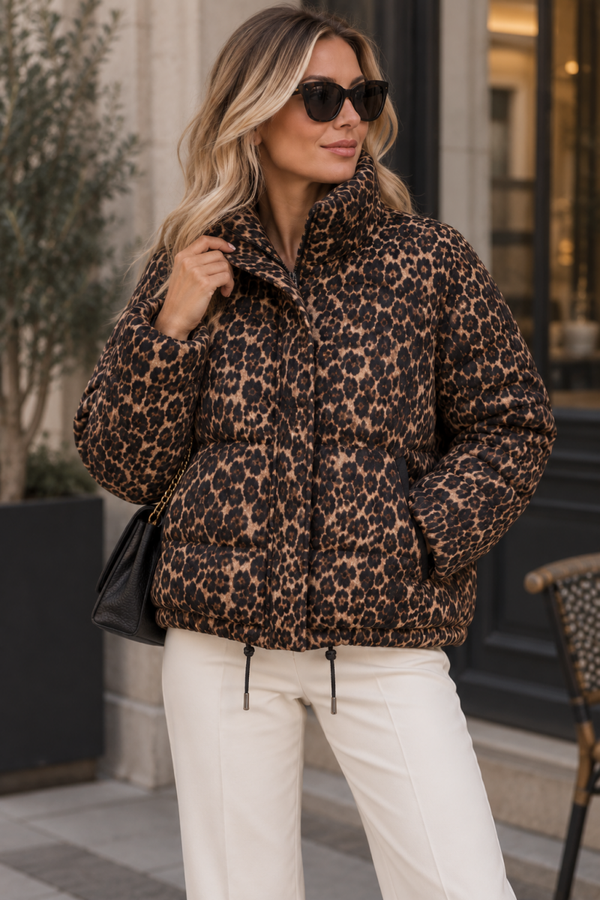 Leopard Print Puffer Jacket