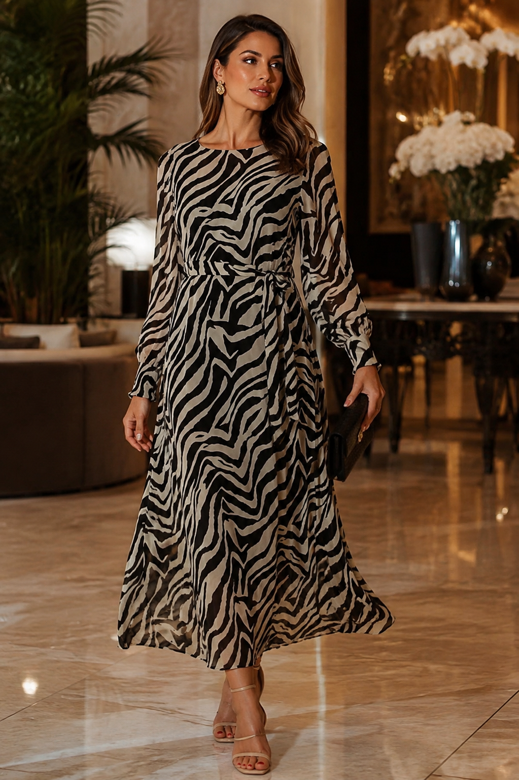 Zebra pattern maxi dress