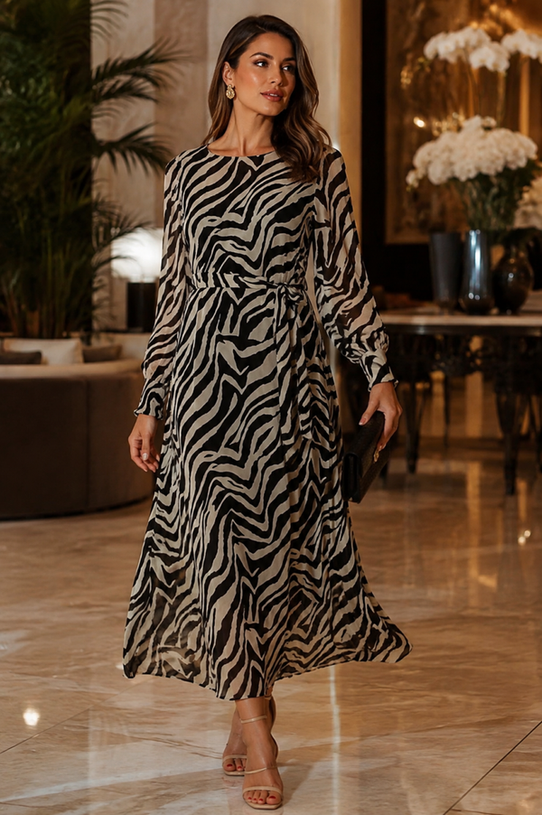 Zebra pattern maxi dress